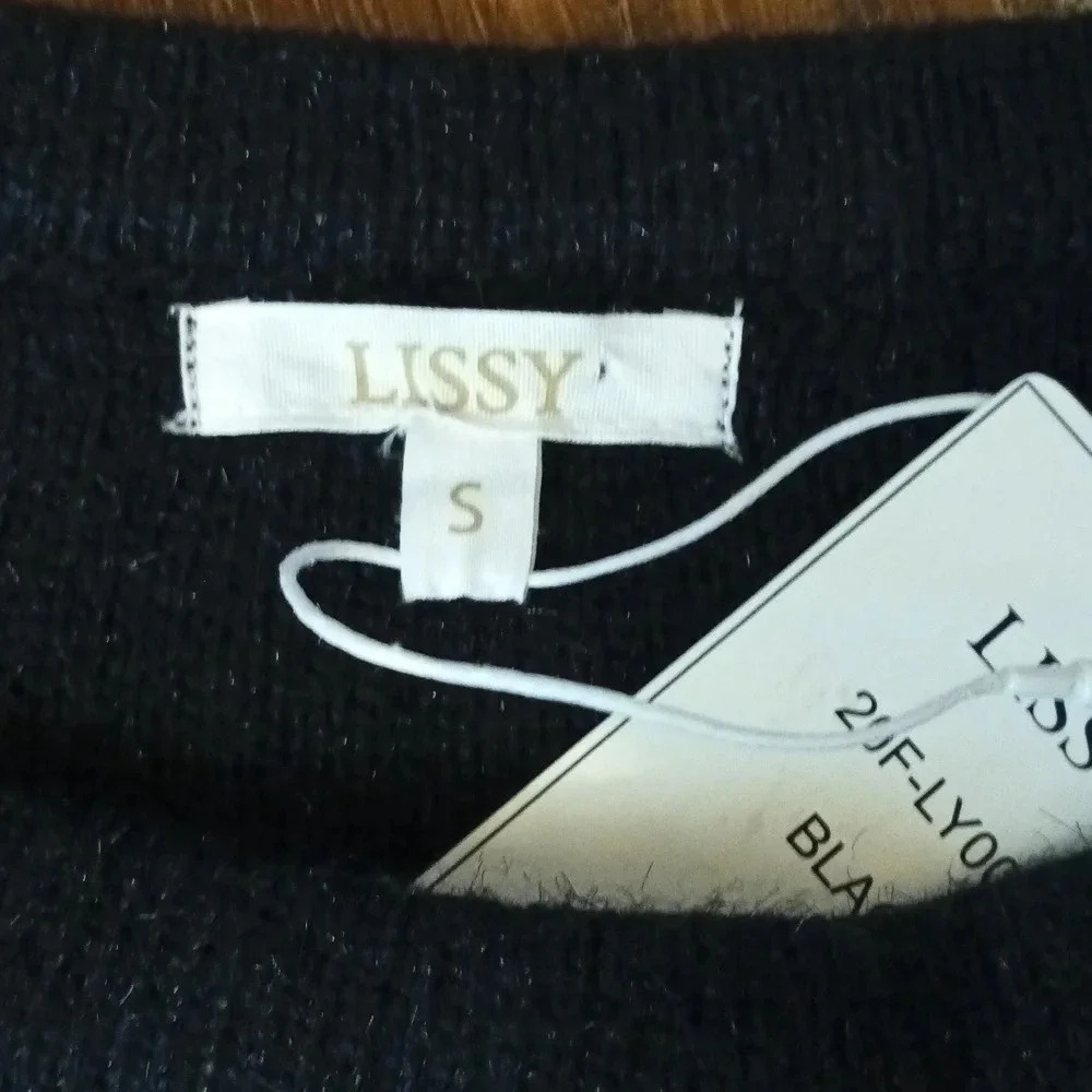 Lissy open knit crochet sweater elastic bell sleeves crew neck small - Picture 7 of 8